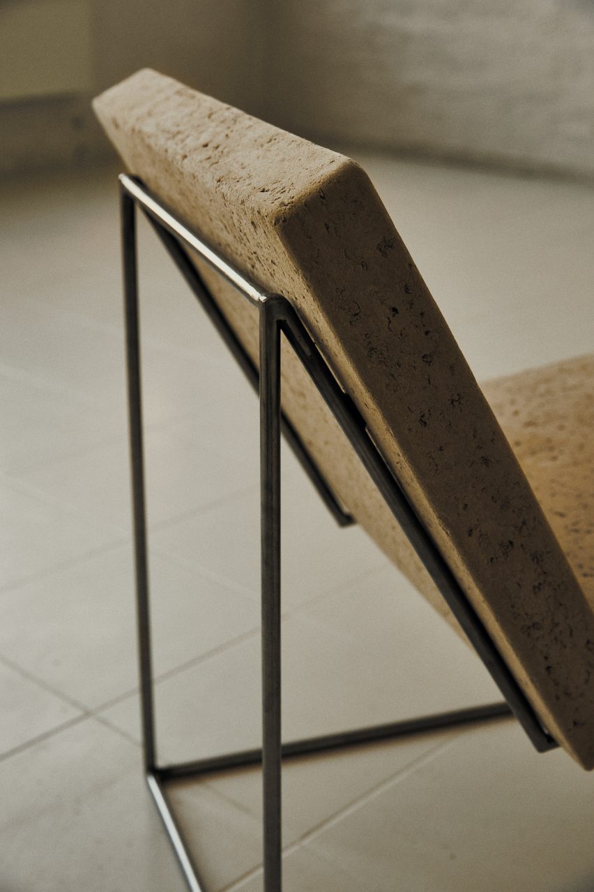 Papirstein Stol paper and steel lounge chair by Poppy Lawman at Ny Normal exhibition by Fold Oslo