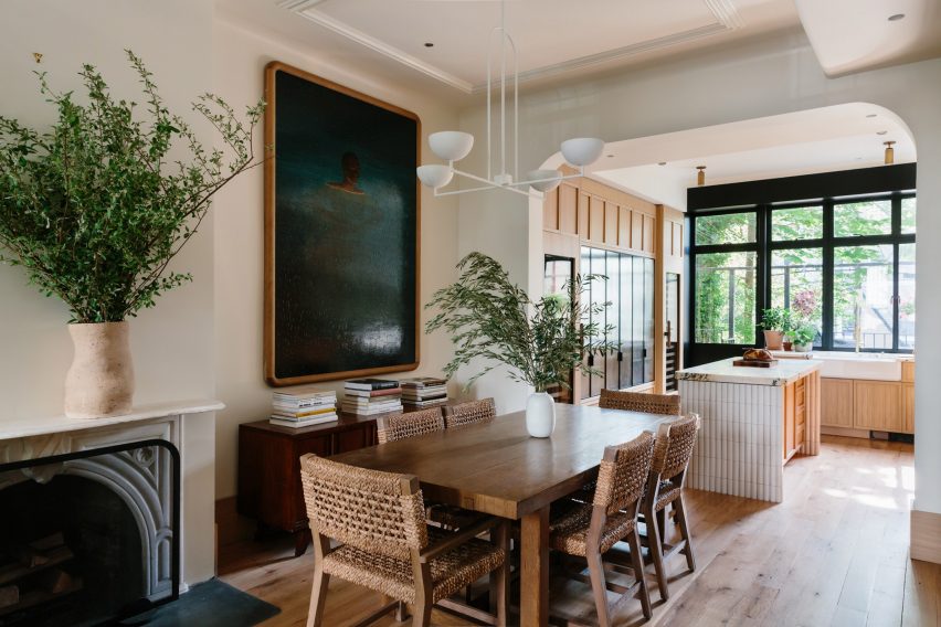 Dining area with vintage and contemporary furnishings