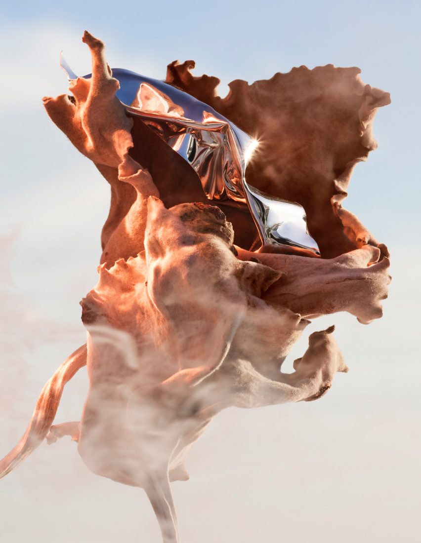 Five perfume bottles designed by Frank Gehry for Louis Vuitton