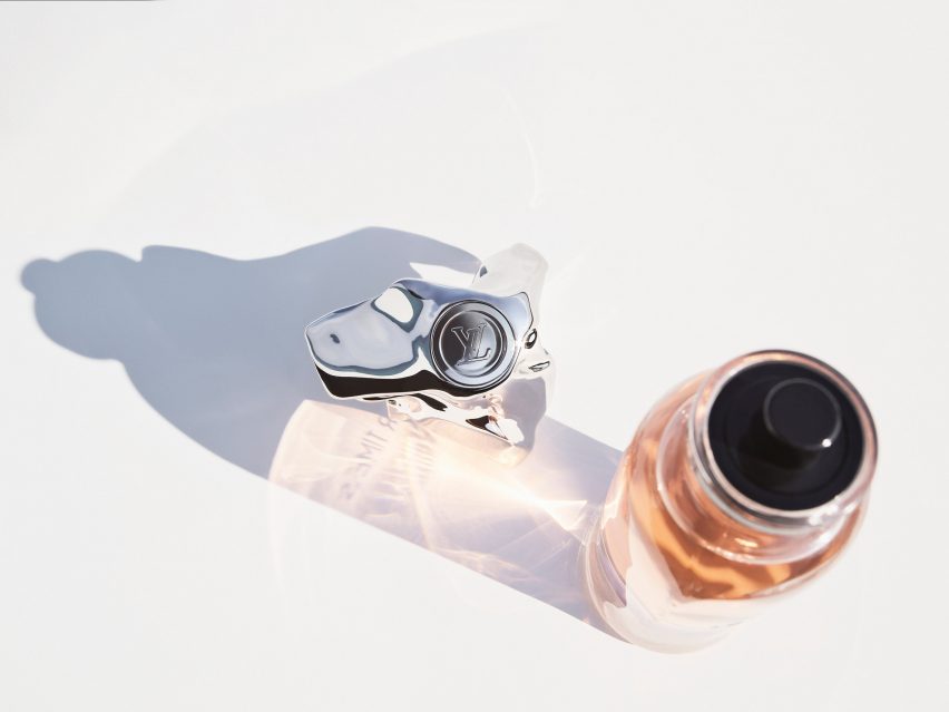 Five perfume bottles designed by Frank Gehry for Louis Vuitton