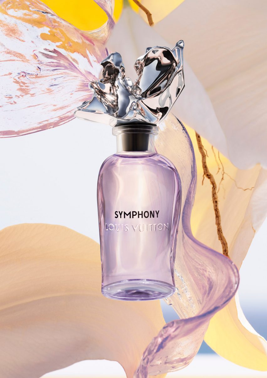 Five perfume bottles designed by Frank Gehry for Louis Vuitton