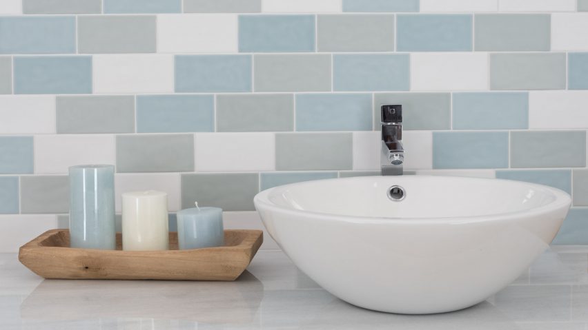 River blue, alabaster and pewter Habitat tiles in a matt finish