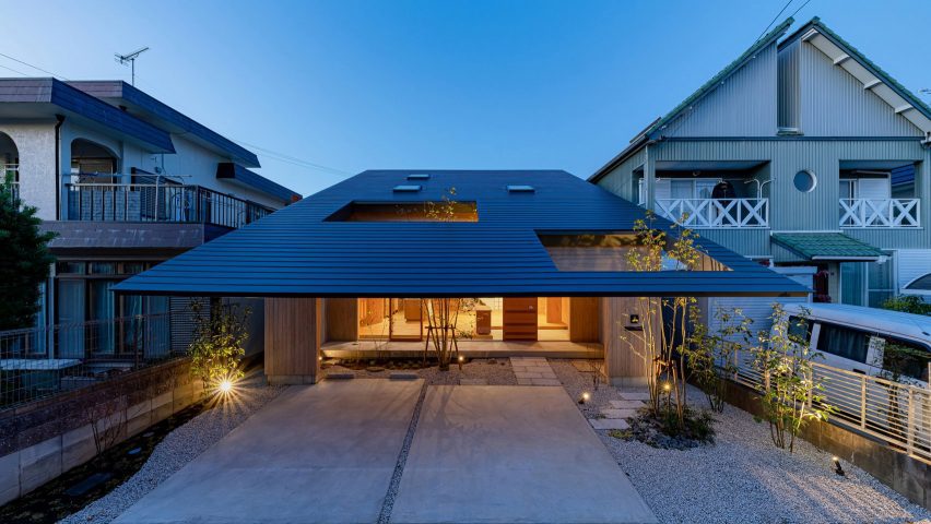 A house with overhanging roof eaves