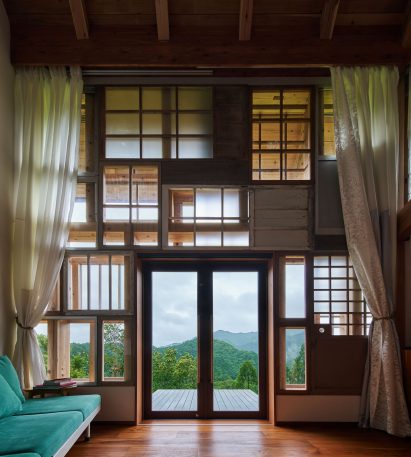 Interior view of a hotel room at Kamikatsu Zero Waste Center 