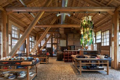 Interior view of a shared space at Kamikatsu Zero Waste Center 