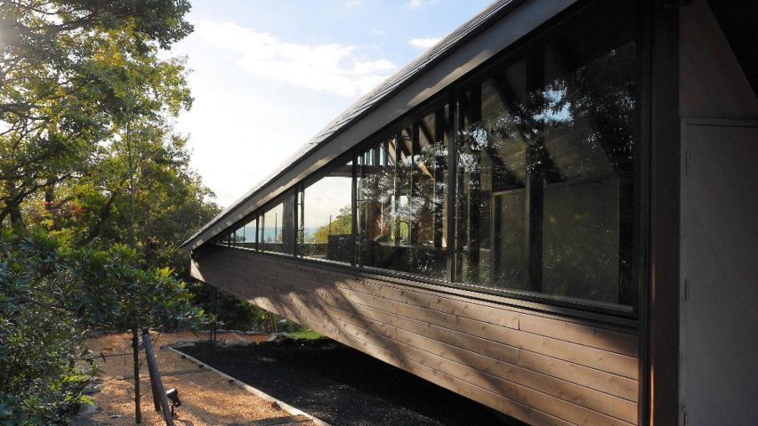 Windows line the side of the home