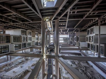 Steel pillars inside the hotel 