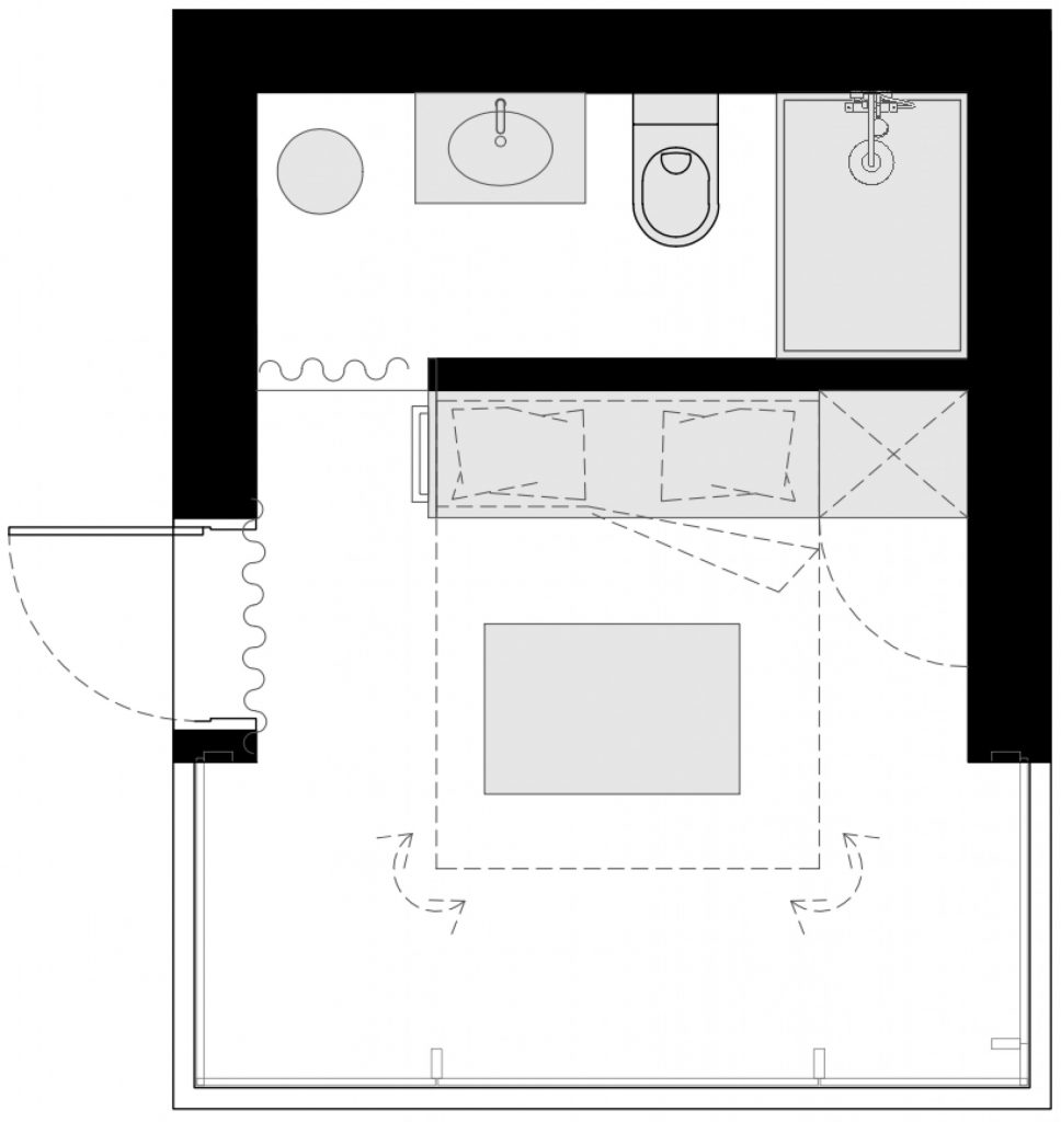 ground floor plan of cabin at Ziedlejas Spa and Wellness Resort by Open AD
