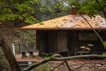 Corten steel and glass cabins at Ziedlejas Spa and Wellness Resort by Open AD