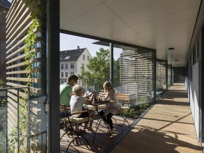 Balcony interior for Ørsted Gardens by Tegnestuen Lokal