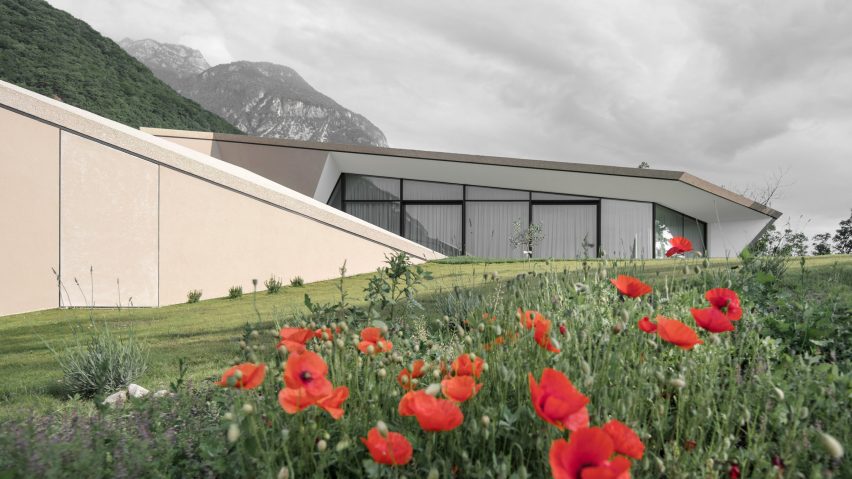 The villa has angular surfaces