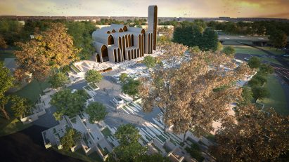 The New Preston Mosque was surrounded by a landscaped car park