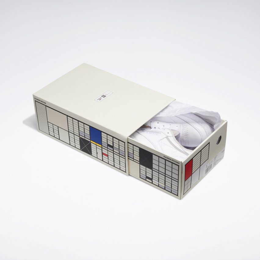 A shoebox with the Ray Eames house patten