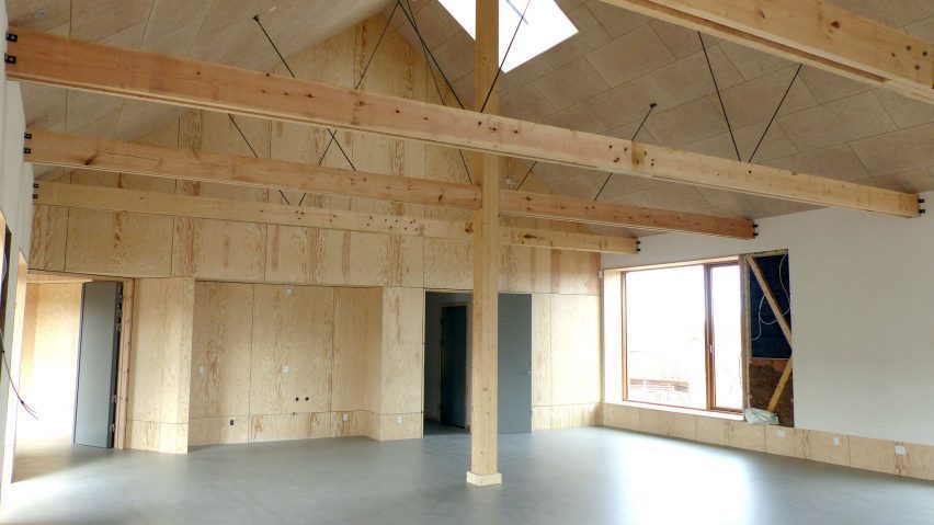 Inside Henning Larssen's Feldballe timber school