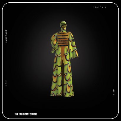 Digital Gẹlẹ garment by Nigerian creative Idiat Shiole