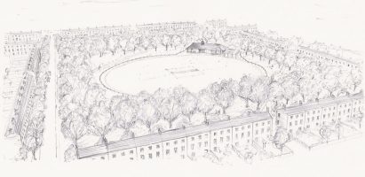 Central green and cricket ground