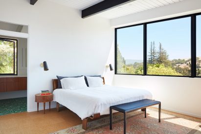 A bedroom at the mid-century home