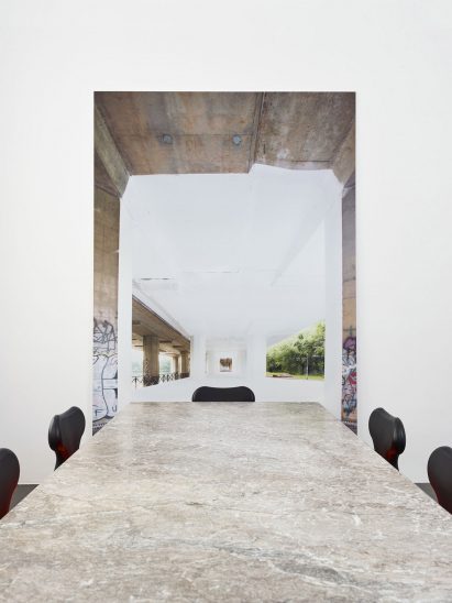 The studio used stone across its tables