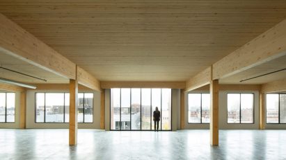 Nailed-laminated timber in office block