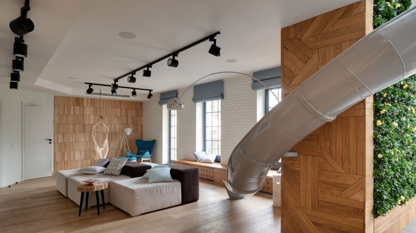 Slide in apartment in Kyiv, Ukraine