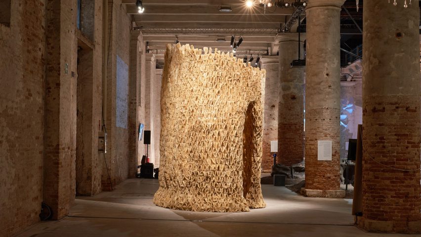 The structure has a founded shape