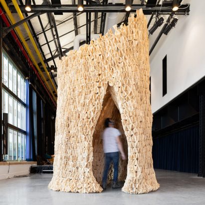 The pavilion has an irregular form