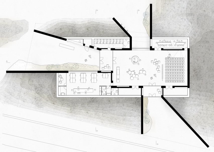 Floor plan for Thy National Park visitor centre by Loop Architects
