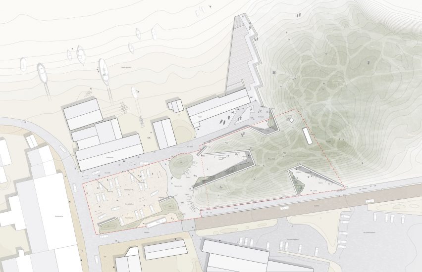 Site plan for Thy National Park visitor centre by Loop Architects