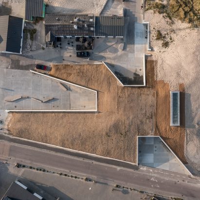 Aerial view of coastal visitor centre