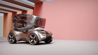 Futuristic vehicle with transparent cockpit