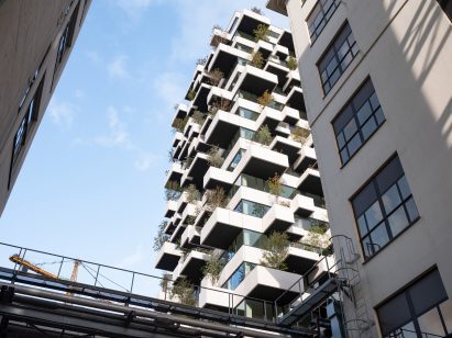 Trudo Vertical Forest has a white concrete exterior