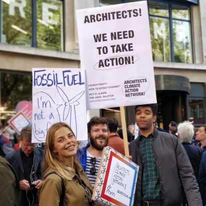 Architects Climate Action Network Protest in article about UK net-zero strategy