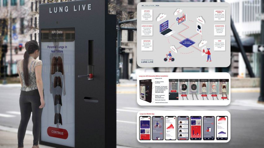Street scene of an interactive panel about health