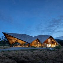 The learning centre has a pointed angular roof
