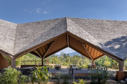 The roof is wood lined