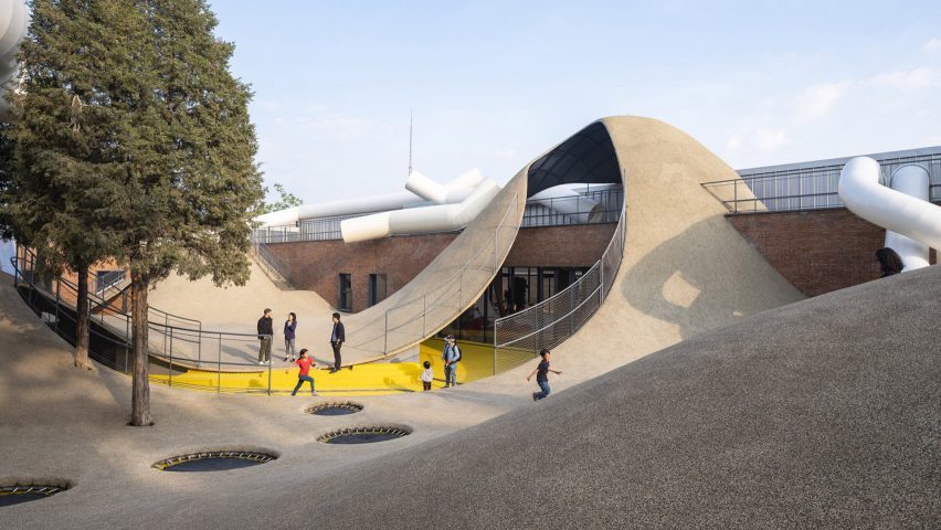The playground features undulating floors