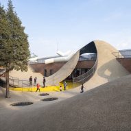 Hills and pipes form a play area