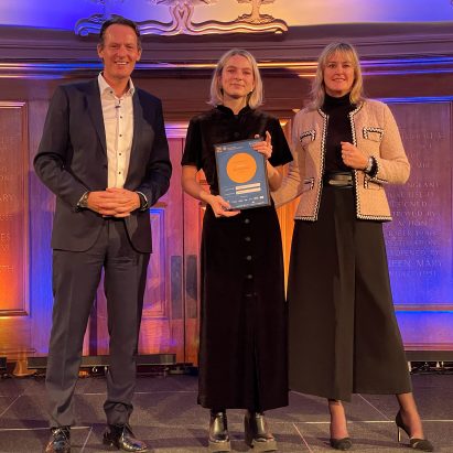 Jennifer Hahn on stage at the IBP Awards 2021