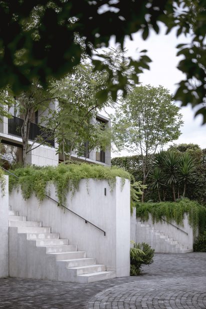 Grey front steps