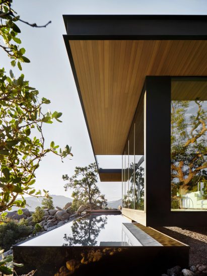 A pool on the edge of High Desert Retreat house