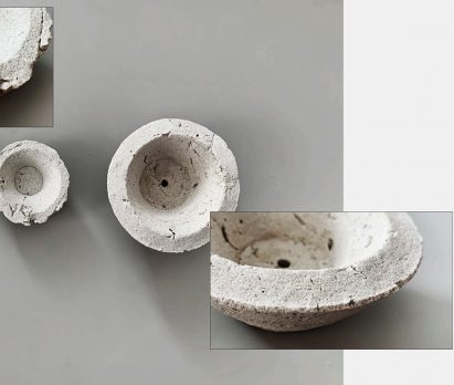 Interior view of a desertification remediation vessel by Zihao Fang made from sand, clay and organic materials