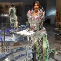 Aida robot wearing a dress by Aurorboros