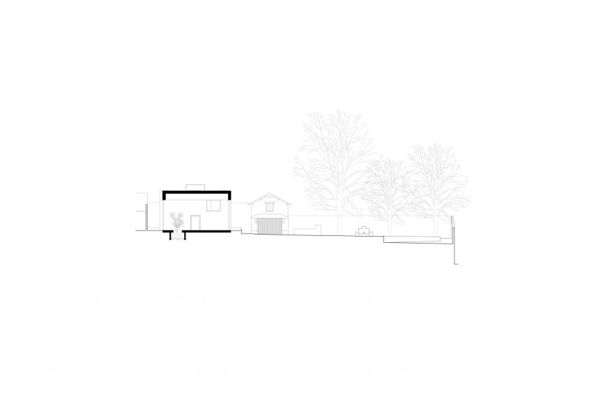 Section drawing of Casa 2 Porto by Bak Gordon Arquitectos