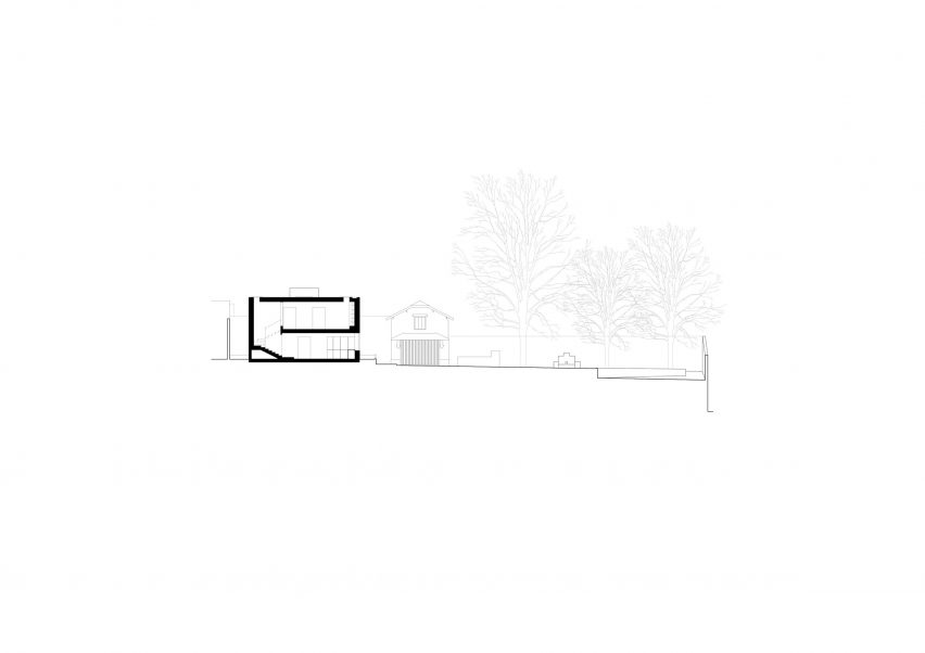 Section drawing of Casa 2 Porto by Bak Gordon Arquitectos