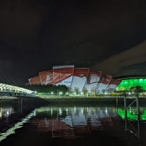 Beatie Wolfe artwork at COP26 projected onto on Glasgow's Armadillo building