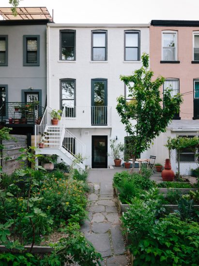 Townhouse exterior painted white