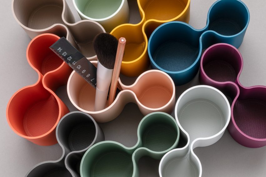 Different-coloured desk accessories