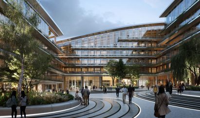 Large courtyard at the centre of ESET Campus