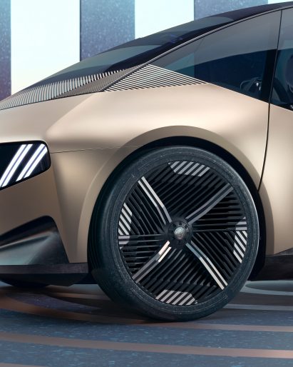 Close up of latex biomaterial tyres on BMW i Vision Circular