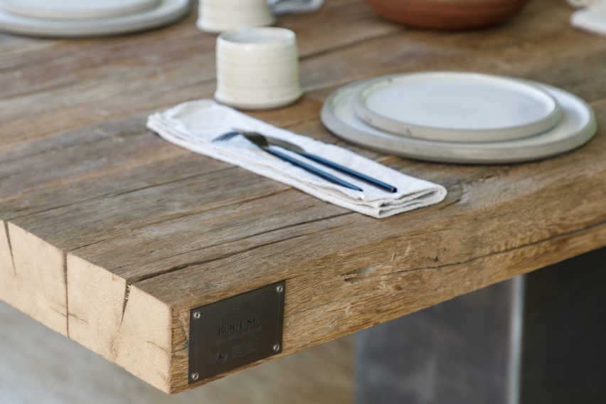 Close up of Bocuse dining table registration plate